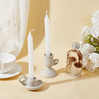 AHANDMAKER 2 Styles Ceramic Taper Candle Holder, Nordic Style Candlestick with Handle, White Porcelain Candlelight Stand, for Home Wedding Party