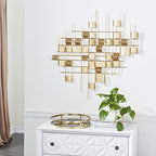 CosmoLiving by Cosmopolitan Metal Geometric Home Wall Decor 3D Folded Stripes Wall Sculpture, Wall Art 32" x 2" x 32", Gold - size: 32"L x 32"W