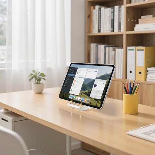 Acrylic Easel Display Stand, Clear Table Easel Picture Frame Holder with Adjustable Tilt, Perfect for Phones, Art, Weddings, Office & Home Décor, Gold-1P