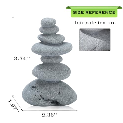Mini Stacking Rock Stone Decor Stacked Stone Sculptures Zen Cairn Statue Realistic Ornament for Garden, Fish Tank Home Office