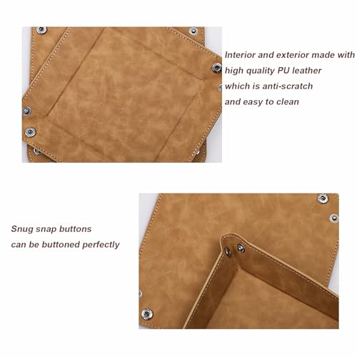 siduater Valet Tray Desktop Storage Organizer – Vegan Leather Catchall Bedside Vanity Tray Nightstand Caddy Holder for Remote Controller, Watch, Keys, Phone, Wallet, Coin, Jewelry, Stone Gray Brown - color: Stone Gray Brown