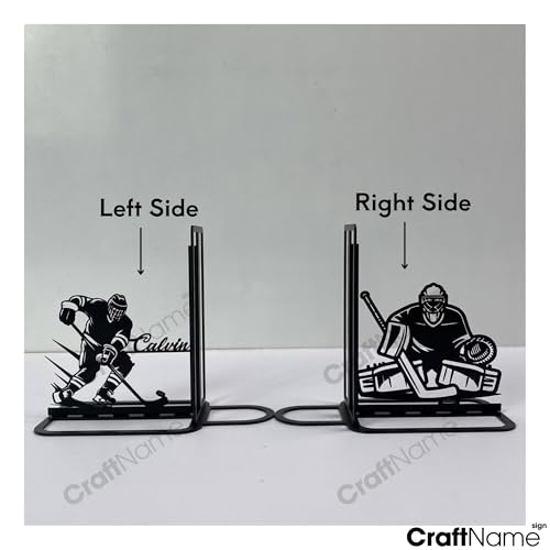 Sports Themed Metal Bookends, Book Ends for Shelves, Office Desk, Cookbook Stand, CD Holder, Magazine Holder for Office Organization, Housewarming Gifts New Home (Ice Hockey Design 02) - color: Ice Hockey Design 02
