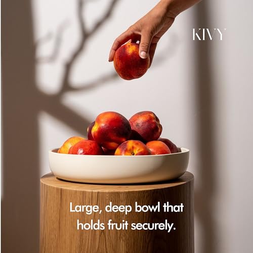 KIVY Concrete Fruit Bowl for Kitchen Counter - Large Decorative Bowl for Home Decor - Modern Fruit Basket for Entryway Table - Concrete Bowl - Decorative Bowls for Home Decor - White Fruit Bowl Decor - color: Cream, style: Flat