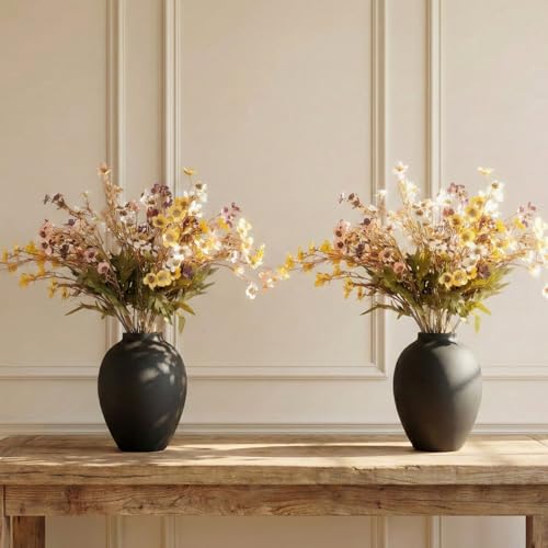Black Vase for Home Decor - Tall Ella Flower Vase for Centerpieces, Table & Mantel Decorations - Large Round Iron Vase 9 Inch - Matte Black Vases for Flowers & Pampas Grass - color: Black Ovoid