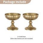 NUPTIO Gold Compote Vase for Centerpiece: 7.95" Tall Pedestal Footed Bowl for Flowers - Distressed Brass Urn for Wedding Table Decorative Set of 2 - size: 8.15"H - 2pcs