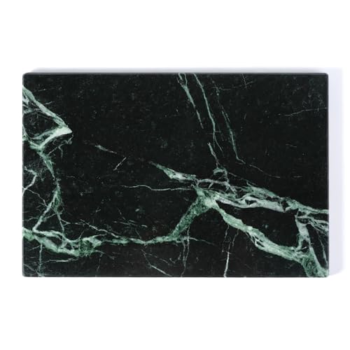 Koville Natural Green Marble Cutting Board for Kitchen Pastry Bread Macaron Display, 12" x 8" Real Stone Slab Marble Cheese Board for Home Countertop, Bathroom Perfume Tray Candle Plate - color: Deep Green