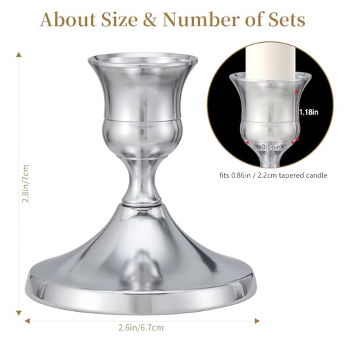 Candlestick Holders Taper Candle Holders, 6PCS Silver Candle Holder Set for Table Centerpiece, Vintage Candle Stand for Table Centerpieces, Home Decor,Weddings,Festival and Parties (6, Silver) - color: Silver