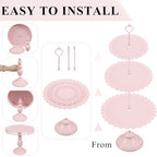 Set of 9 Cake Stands Metal Cupcake Stand Set Multiple Styles Candy Fruit Display Tower Dessert Plate Cake Serving Tray for Birthday Party Wedding Anniversary Baby Shower Engagement (Pink) - color: Pink