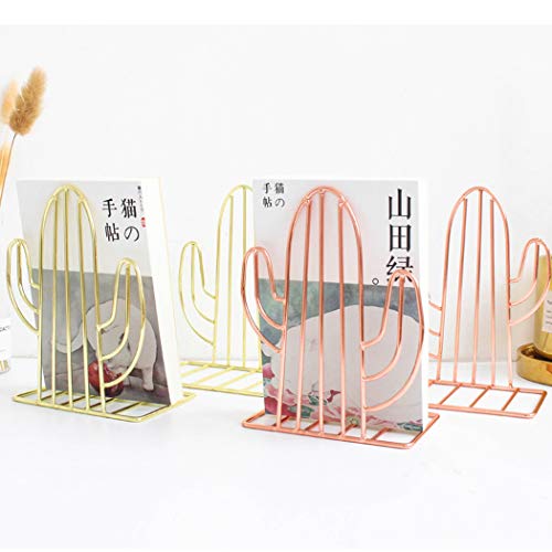 Creative Minimalist Style Bookends Metal Adjustable Books Holder Stand Book Rack Desk Bookend - Cactus, Gold - color: Cactus, Gold