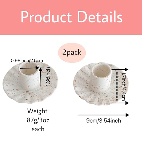 Ceramic Taper Candle Holders for Table Centerpiece, Decorative Candlestick Holders for Home Wedding Party, Housewarming Gifts,Pack of 2 (Round Shape)