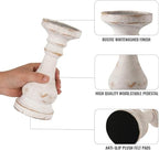 CedarLux Rustic Pillar Candle Holder, 8.5 Inch Tall White Wooden Candlestick Holders, Farmhouse Candle Stands for Pillar Candle, Decorative Wood Candlestick Holders for Living Room, Table Centerpiece - size: 8.5"H