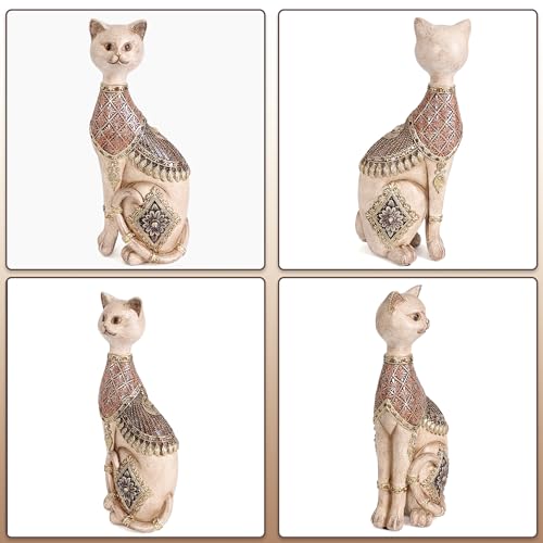 Leekung Cat Statue for Home Decor,Cat Figurine and Sculptures for Shelf Table Desk Bathroom Living Room Bedroom Decor,Vintage Home Décor Accents,Cats Art Themed Decorations,Cats Lover Gifts for Women