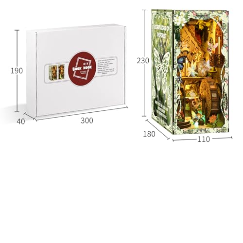Book Nook Kit - DIY Miniature Dolls House Kit with Furniture and LED Light, 3D Puzzle Wooden Art Bookends, Model Kits for for Adults and Teens (Secret Forest) - style: Secret Forest