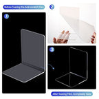 Eaasty 12 Pcs/ 6 Pairs Clear Acrylic Bookends for Shelves Heavy Duty Book End Desktop Organizer Bookshelf L Shaped Dividers Book Stopper for School Office Home Library File Movies CD