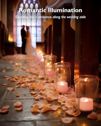 Homemory Pink Tea Lights Candles Battery Operated, 200+Hour Flameless Flickering Fake Electric LED Colored Tealights Candles for Romantic Wedding Decor, Baby Showers, Proposal, Valentine's, 12-Pack - color: Pink, size: Pack of 12