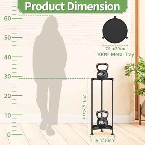 KMOTASUO 2 Tier Plant Stand Indoor for Large Tall Heavy Duty Planter, Multiple Sturdy Metal Flower Corner Rack for Narrow House Floor, Iron Vertical Level Round Orchi Holder Organizer, Black - color: Black, size: 2 Tier