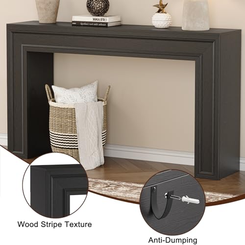 Rresyet 55 Inch Long Console Table, Sofa Table Behind Sofa, Entryway Table, Farmhouse Entryway Table for Entry, Hallway, Living Room (Black) - color: Black
