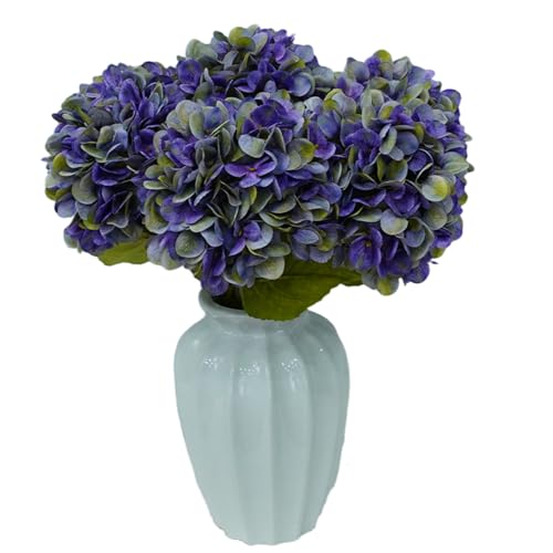 6pcs Artificial Hydrangea Flowers - Easy to Shape for Home Decor,Commercial Staging & DIY Crafts, Maintenance-Free Fake Flowers in Multiple Color Options, Flores Artificiales(Green Purple) - color: Green Purple