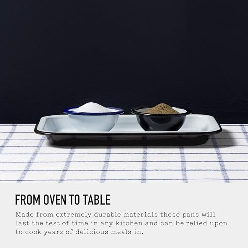 Falcon Enamelware Enamel Small Tray, 7.75” × 5”, Heavy-Gauge Steel Tray for Kitchen, Serving or Organizing (Pigeon Gray)