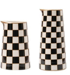 Porlien Checker Porcelain Flower Vase Home Decor Set of 2 with 5.5' High and 8' High Small Indoor Flower Bottles