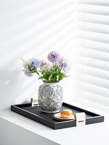 Blue and White Vase, Vintage Blue Ceramic Flower Vessel,Ceramic vases for Home Decor,Vintage Vase for Home Decor, Living Room, Shelf, Office, Rustic Table Centerpiece (Blue and white-01, Small) - color: Blue and White-01, size: Small