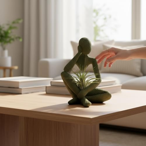 Rivon Creations Ponder Minimalist Sculpture, Modern Abstract Home Decor, 3D Printed Art (Olive) - color: Olive