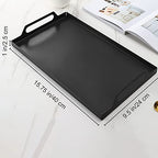 VANRA Metal Serving Tray Portable Bed Tray with Handles for Coffee Table, Living Room, Kitchen and Bathroom (Black) - color: Black