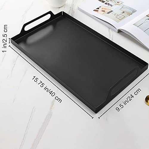 VANRA Metal Serving Tray Portable Bed Tray with Handles for Coffee Table, Living Room, Kitchen and Bathroom (Black) - color: Black