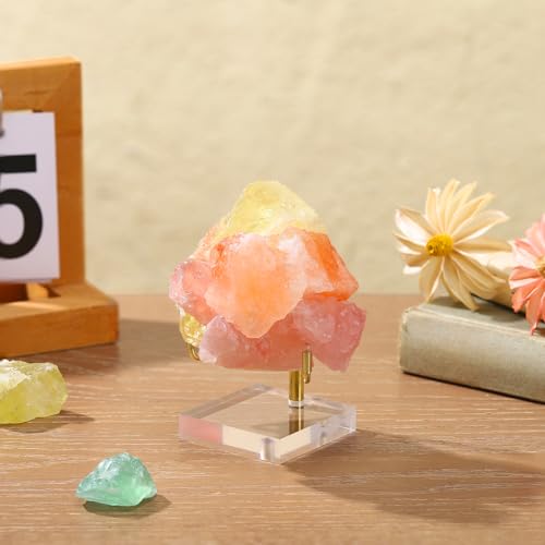 RattanView 16 Pcs Adjustable Metal Arm Display Stand Crystal Holder Easel Display with Acrylic Base Easel Rock Mineral Stand for Geodes Mineral Agate Collection(Gold) - color: Gold