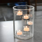 Glass Cylinder Hurricane Candle Holder for Tea Light Pillar Candle Holders Table Centerpiece, Clear Decorative Geometric Candle Holder for Wedding, Party(No.02) - size: No.02