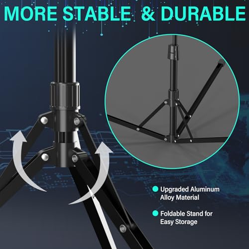 UBeesize 14'' LED Foldable Ring Light with 62'' Tripod Stand, Selfie Ring Light for Video Recording, Live Streaming, TikTok & YouTube, Compatible with iPhone & Android (Black) - color: Black, size: 14in