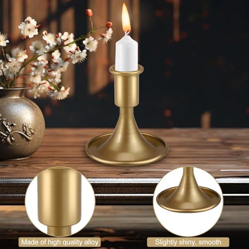 Candlestick Holders,Gold Taper Candle Holder,Metal Candles Sticks Holders,Candle Holders for Table Centerpiece Wedding Christmas Table Decor, Set of 6 - color: Gold