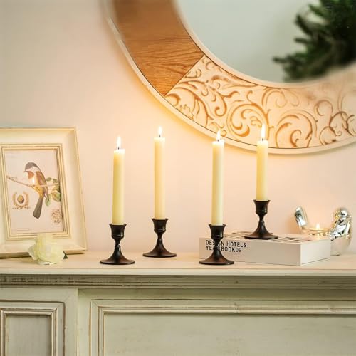 Vintage Black Taper Candle Holders Set of 6, Metal Candlestick Holders Elegant Handcrafted Décor for Weddings, Dining & Meditation,Table Centerpiece, Party, Christmas Decoration or Home Decor - color: Black, size: 6PC