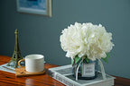 MOOMASS Artificial Peony and Glass vase Decoration, Ins Style Artificial Flower Glass Bottle Set - color: White