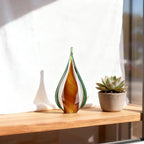DOVDOV Blown Glass Sculpture, Green and Brown Glass Art Collectible Statue, Unique Teardrop Ornament, Suitable for Office, Bookshelf, Dressing Table, Living Room Coffee Table, or Mantelpiece Display. - color: E