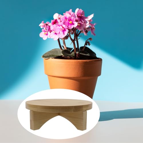 Oedema 6 Inch Indoor Plant Stand Round Solid Wood Flower Stand Mid Century Modern Plant Stand for Displaying, Small Plants, Desktop, Office & Home Decor - size: 6.02inch/153mm