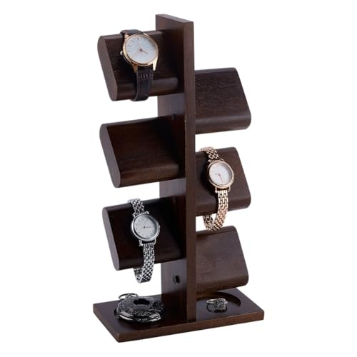 PH PandaHall Wooden Watch Holder Stand Watches Display Tower Watch Display Racks Multiple Watches Organizer Tabletop Jewelry Holder for Father's Day Men Gifts
