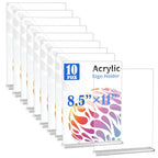 10 Pack Acrylic Sign Stand 8.5 X 11, Vertical T-Shape Clear Plastic Display, Double-Sided Clear Table Top Sign Holder, Suitable for Office, Store