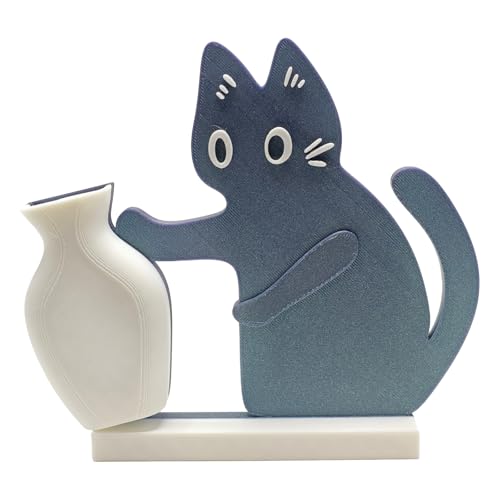 Cat Push Flower Vase for Home Decor Cute Vases for Table Room Decor Unique Lollipop Vases for Women (Small Galaxy Blue White) - size: Small Galaxy Blue White
