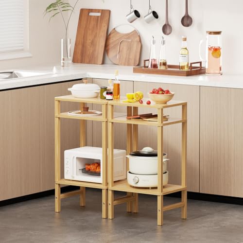 YUFAM Side Table End Table Tall Night Stand 3-Tier for Living Room Bedroom Bathroom Office Furniture Natural - color: Natural, size: 3 Tier