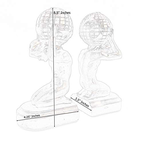 Bellaa 22968 Decorative Bookends Atlas Globe Greek Statues European Art Book Ends Stopper 7 inch Golden