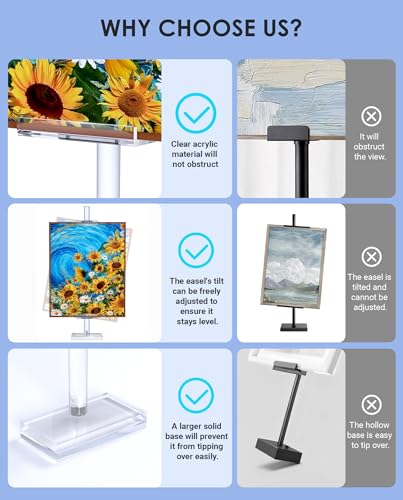 Adjustable Tabletop Acrylic Easel Stand for Picture Frames & Photo Display – Art Easel, Holds Frames up to 17" H, Perfect for Table Decor, Wedding Sign, Artwork Holder (1) - size: 1-Pack, 17"H