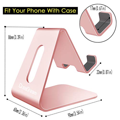 CreaDream Cell Phone Stand, Cradle, Holder, Aluminum Desktop Stand Compatible with Switch, All Smart Phone, iPhone 15 14 13 12 Pro Max Plus Mini Xr X Se 8 SE -Rose Gold - color: Rose Gold