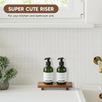 Small Acacia Wood Bathroom Tray Pedestal Stand Farmhouse Kitchen Decor Decorative Wooden Riser Soap Dish Sponge Holder for Vanity, Counter, Sink, 8.6" x 3.6" - size: 8.6" x 3.6" x 1.18"