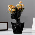 Face Vases with Earrings - Black Ceramic Art Vase, H 9.2 Inch, Glossy Finish, Female Modern Cool Vase for Flowers, Office Dining Table Home Ornaments - color: Black
