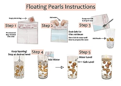 300 Floating Gold Pearls- Large Sizes- Fills 4 Gallons for Your Vases - color: Gold, size: 4 Pks