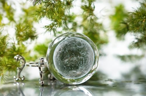 H&D HYALINE & DORA 70mm (2.75 Inch) 3D Laser Moon Crystal Glass Ball Paperweight with Metal Stand Home Decoration Collectible Gift - color: 70mm Moon