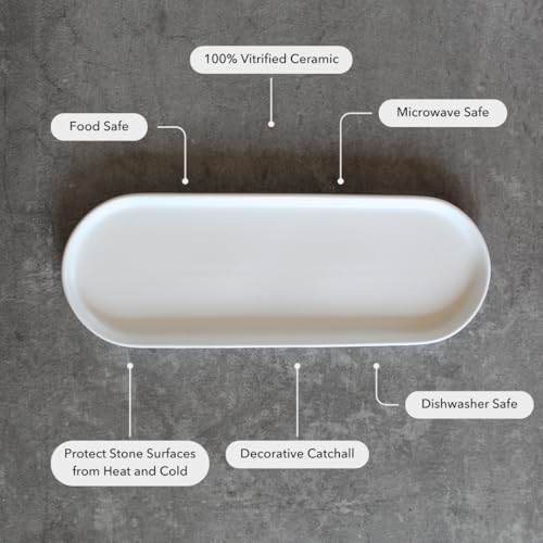 Elegant Ceramic Kitchen Sink Caddy & Bathroom Countertop Tray - Versatile Ceramic Vanity Tray for Home Organization & Decor, Durable & Microwave Safe, 11.8" x 4.1" x 0.8" - size: 11.8" x 4.1" x 0.8"