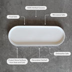 Elegant Ceramic Kitchen Sink Caddy & Bathroom Countertop Tray - Versatile Ceramic Vanity Tray for Home Organization & Decor, Durable & Microwave Safe, 11.8" x 4.1" x 0.8" - size: 11.8" x 4.1" x 0.8"