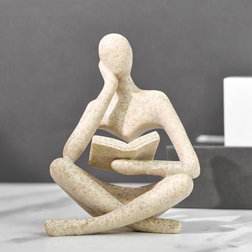 Gold Reading Women Statue, Thinker Sculptures, Abstract Art Ornament, Modern Aesthetic Figurine Decoration, Suitable for Home Living Room Bedroom Office Shelf Table Desk Bookshelf Decor (Left) - color: Left, size: Large